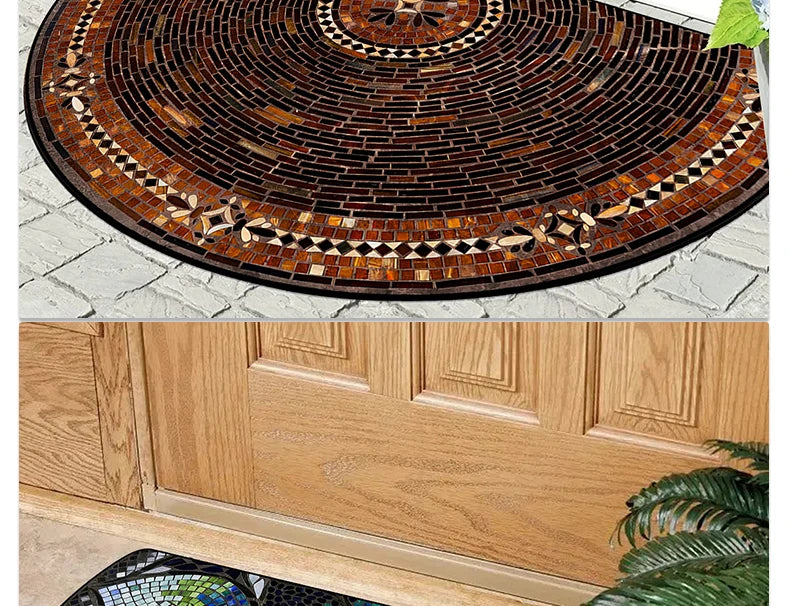 Door Entry Mat Entrance Doormat House Outdoor Floor Carpet Semi-circular Rug Floral Style Home Decoration Rugs Felpudo 입구 현관 매트
