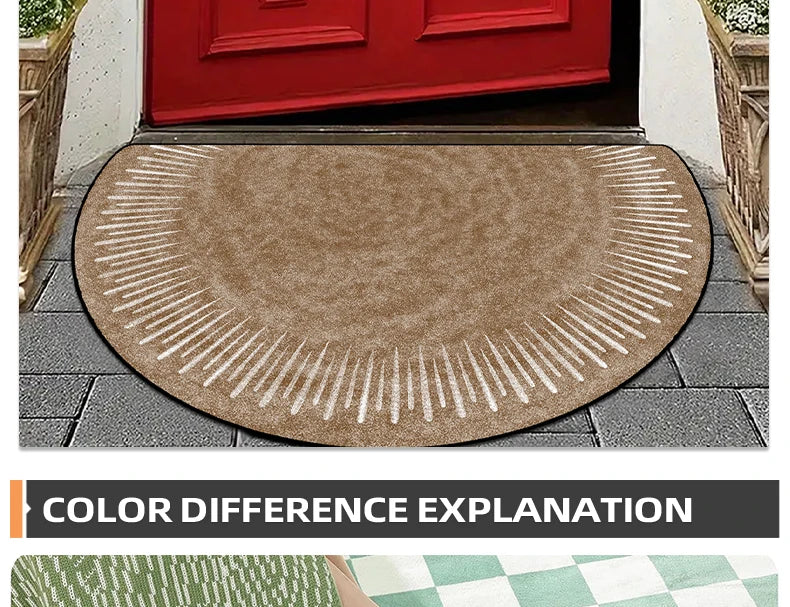 Door Entry Mat Entrance Doormat House Outdoor Floor Carpet Semi-circular Rug Floral Style Home Decoration Rugs Felpudo 입구 현관 매트