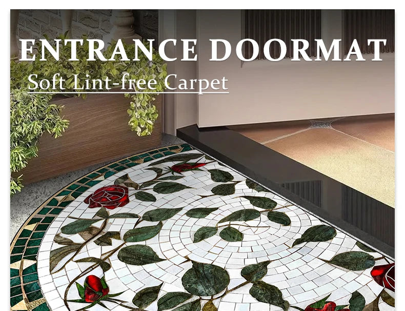 Door Entry Mat Entrance Doormat House Outdoor Floor Carpet Semi-circular Rug Floral Style Home Decoration Rugs Felpudo 입구 현관 매트