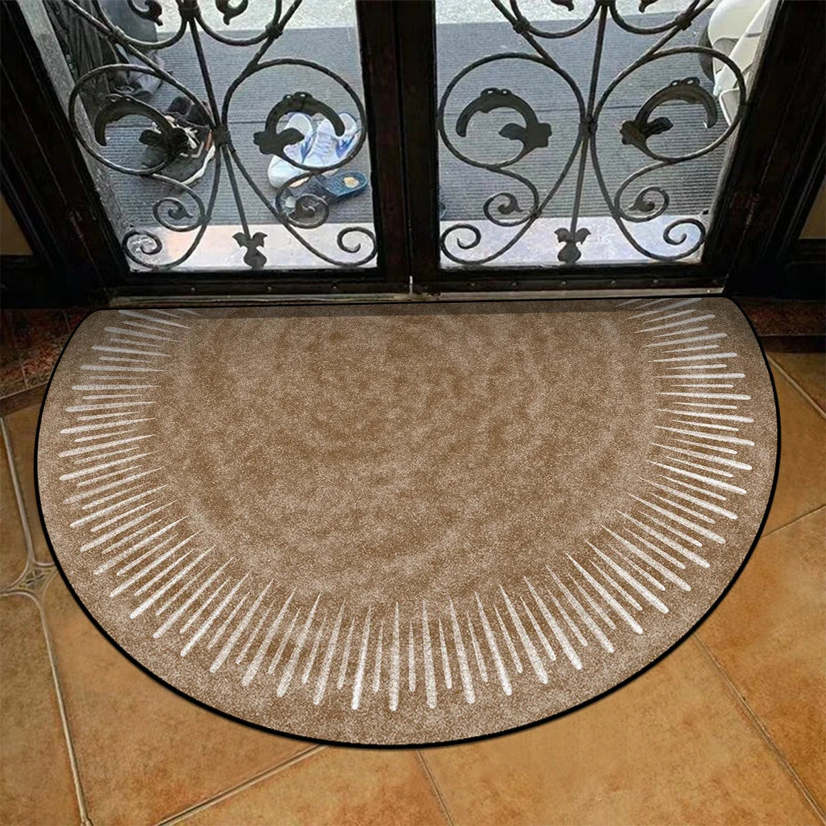 Door Entry Mat Entrance Doormat House Outdoor Floor Carpet Semi-circular Rug Floral Style Home Decoration Rugs Felpudo 입구 현관 매트