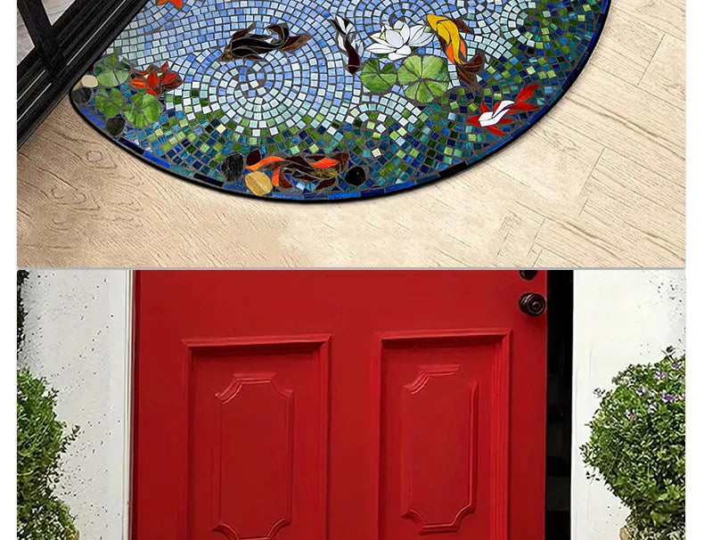 Door Entry Mat Entrance Doormat House Outdoor Floor Carpet Semi-circular Rug Floral Style Home Decoration Rugs Felpudo 입구 현관 매트