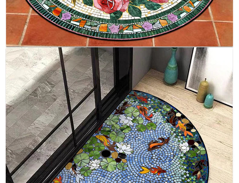 Door Entry Mat Entrance Doormat House Outdoor Floor Carpet Semi-circular Rug Floral Style Home Decoration Rugs Felpudo 입구 현관 매트