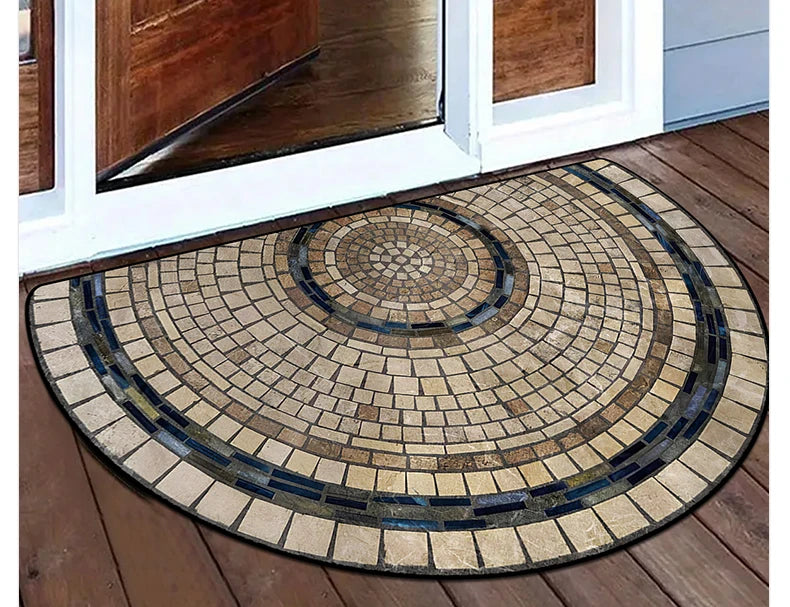 Door Entry Mat Entrance Doormat House Outdoor Floor Carpet Semi-circular Rug Floral Style Home Decoration Rugs Felpudo 입구 현관 매트