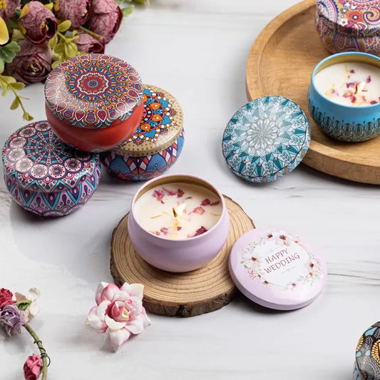 1PCS Vintage Can Candles Soy Wax Flower Fragrance Scented Candle Home Decoration  Candle Jars for Wedding Ceremony Birthday Gift