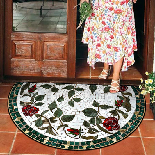 Door Entry Mat Entrance Doormat House Outdoor Floor Carpet Semi-circular Rug Floral Style Home Decoration Rugs Felpudo 입구 현관 매트