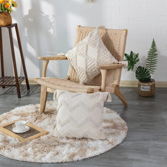 Cotton Tufted Cushion Cover With Tassel Retro Living Room Decorative Pillow Cover For Sofa Home Decor 30x50,45x45cm Pillowcase